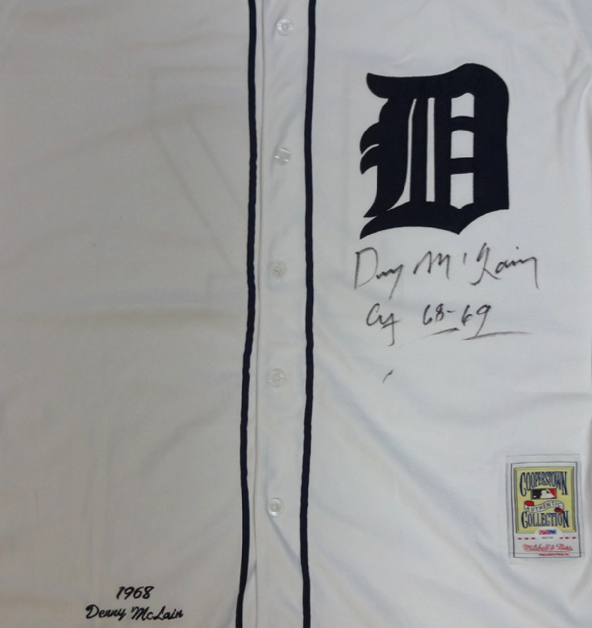 Detroit Tigers Denny McLain Autographed White Mitchell & Ness Jersey CY  68-69 PSA/DNA #AA37144