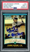 Ichiro Suzuki Autographed 2001 Bowman Chrome Refractor