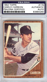 Camilo "Cam" Carreon Autographed 1962 Topps Card #178 Chicago White Sox PSA/DNA #83884260