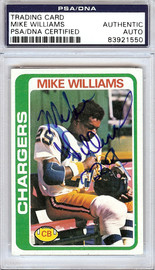 Mike Williams Autographed 1978 Topps Card #152 San Diego Chargers PSA/DNA #83921550