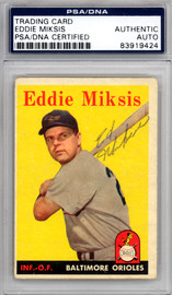 Eddie Miksis Autographed 1958 Topps Card #121 Baltimore Orioles PSA/DNA #83919424