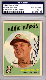 Eddie Miksis Autographed 1959 Topps Card #58 Cincinnati Reds PSA/DNA #83919448