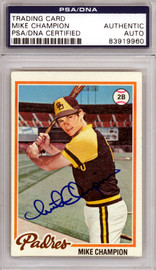 Mike Champion Autographed 1978 Topps Card #683 San Diego Padres PSA/DNA #83919960