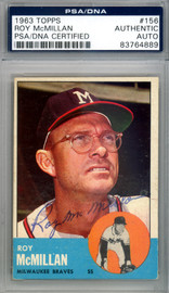 Roy McMillan Autographed 1963 Topps Card #156 Milwaukee Braves PSA/DNA #83764889