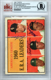 Art Ditmar, Frank Baumann & Hal Brown Autographed 1961 Topps Card #46 E.R.A. Leaders Beckett BAS #9889001