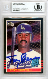 Tony Brewer Autographed 1985 Donruss Rookie Card #31 Los Angeles Dodgers Beckett BAS #10009333