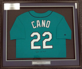 Seattle Mariners Robinson Cano Autographed Framed Teal Majestic Jersey PSA/DNA ITP Stock #94213