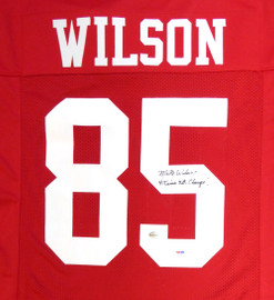 San Francisco 49ers Mike Wilson Autographed Red Jersey "4X SB Champs!" PSA/DNA Stock #104071