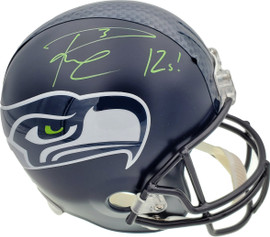 Russell Wilson Autographed Seattle Seahawks Full Size Replica Helmet "12s" In Green RW Holo Stock #104262