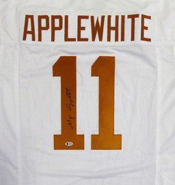 Texas Longhorns Major Applewhite Autographed White Jersey Beckett BAS Stock #122672