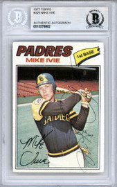 Mike Ivie Autographed 1977 Topps Card #325 San Diego Padres Beckett BAS #10378662