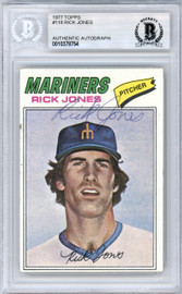 Rick Jones Autographed 1977 Topps Card #118 Seattle Mariners Beckett BAS #10378754