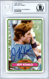 Jeff Komlo Autographed 1980 Topps Rookie Card #274 Detroit Lions Beckett BAS #10447568