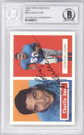 Charlie Ane Autographed 1994 1957 Topps Archives Card #56 Detroit Lions Beckett BAS #10448072