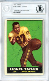 Lionel Taylor Autographed 1961 Topps Rookie Card #190 Denver Broncos Beckett BAS #10540207