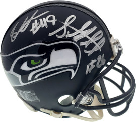 Shaquem & Shaquill Griffin Autographed Seattle Seahawks Mini Helmet In Silver MCS Holo Stock #134373