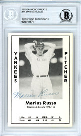 Marius Russo Autographed 1979 Diamond Greats Card #14 New York Yankees Beckett BAS #10711671