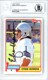 Efren Herrera Autographed 1981 Topps Card #469 Seattle Seahawks Beckett BAS #10712043