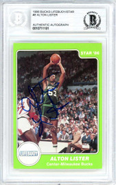 Alton Lister Autographed 1985-86 Star Lefebuoy Card #8 Milwaukee Bucks Beckett BAS #10711181