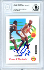 Kennard Winchester Autographed 1991-92 Skybox Rookie Card #109 Houston Rockets Beckett BAS #10739415