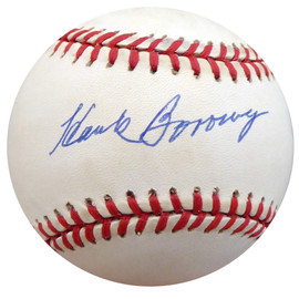Hank Borowy Autographed Official AL Baseball New York Yankees, Chicago Cubs Beckett BAS #F26232