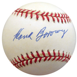 Hank Borowy Autographed Official AL Baseball New York Yankees, Chicago Cubs Beckett BAS #F26236
