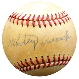 Whitey Kurowski Autographed Official Feeney NL Baseball St. Louis Cardinals Beckett BAS #F29358