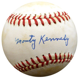 Monte "Monty" Kennedy Autographed Official OL Baseball New York Giants Beckett BAS #F29360