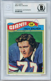 Troy Archer Autographed 1977 Topps Rookie Card #258 New York Giants Beckett BAS #10841362
