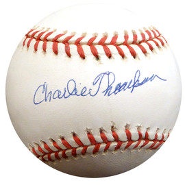 Charlie Thompson Autographed Official NL Baseball Brooklyn Dodgers Beckett BAS #E48556