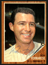 Dan Ferrarese Autographed 1962 Topps Card #547 (High Number) St. Louis Cardinals SKU #150024