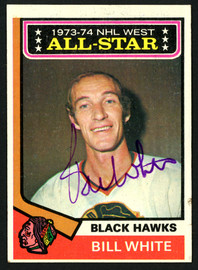 Bill White Autographed 1974-75 Topps Card #136 Chicago Blackhawks SKU #150090