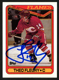 Theoren "Theo" Fleury Autographed 1990-91 Topps Card #386 Calgary Flames SKU #150156