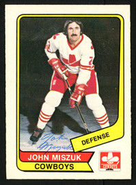 John Miszuk Autographed 1976-77 WHA O-Pee-Chee Card #57 Calgary Cowboys SKU #151309