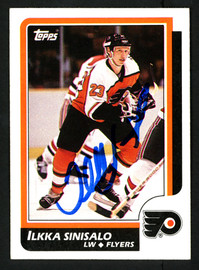 Ilkka Sinisalo Autographed 1986-87 Topps Card #36 Philadelphia Flyers SKU #151936