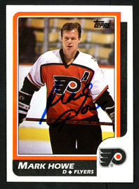 Mark Howe Autographed 1986-87 Topps Card #123 Philadelphia Flyers SKU #151999