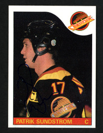 Patrik Sundstrom Autographed 1985-86 Topps Card #115 Vancouver Canucks SKU #154151