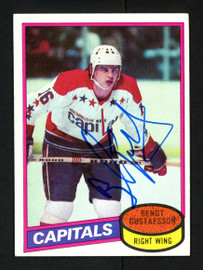 Bengt Gustafsson Autographed 1980-81 Topps Rookie Card #222 Washington Capitals SKU #154280