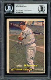 Bob Nieman Autographed 1957 Topps Card #14 Baltimore Orioles "To Billy" Beckett BAS #11481309