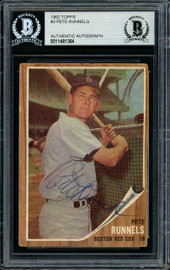 Pete Runnels Autographed 1962 Topps Card #3 Boston Red Sox Beckett BAS #11481364