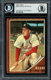 Johnny Keane Autographed 1962 Topps Card #198 St. Louis Cardinals Died 1967 Beckett BAS #11481434