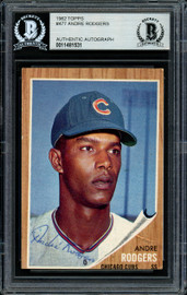 Andre Rodgers Autographed 1962 Topps Card #477 Chicago Cubs Beckett BAS #11481531