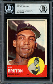 Bill Bruton Autographed 1963 Topps Card #437 Detroit Tigers Beckett BAS #11481905