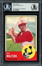 Ken Walters Autographed 1963 Topps High Number Card #534 Cincinnati Reds "Best Wishes" Beckett BAS #11481988