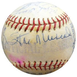 1956 Spring Training Autographed Official League Baseball With 27 Total Signatures Including Stan Musial & Fred Hutchinson Beckett BAS #A52661