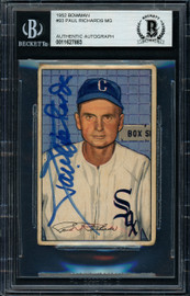 Paul Richards Autographed 1952 Bowman Rookie Card #93 Chicago White Sox Beckett BAS #11627883