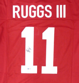 Alabama Crimson Tide Henry Ruggs III Autographed Red Jersey Beckett BAS Stock #159238