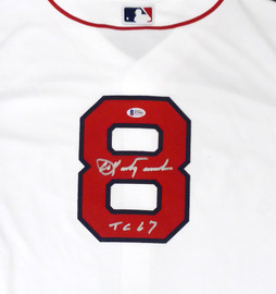 Boston Red Sox Carl Yastrzemski Autographed White Majestic Cool Base Jersey "TC 67" Size XL Beckett BAS Stock #162358