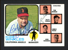 Bobby Winkles & Salty Parker Autographed 1973 Topps Card #421 California Angels SKU #164138