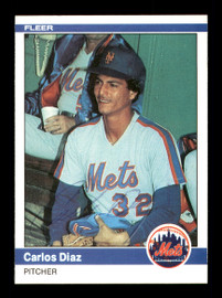 Carlos Diaz Autographed 1984 Fleer Card #583 New York Mets SKU #166655